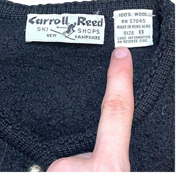 Carroll Reed Women's Black Wool Cardigan With Button Front Size 8 Medium Vintage - Picture 3 of 5